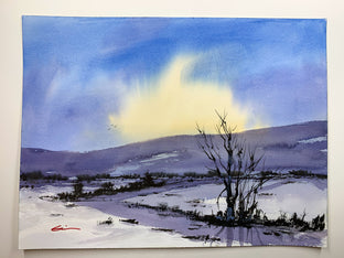Original art for sale at UGallery.com | Sunrise Winter by Posey Gaines | $800 | watercolor painting | 18' h x 24' w | photo 3