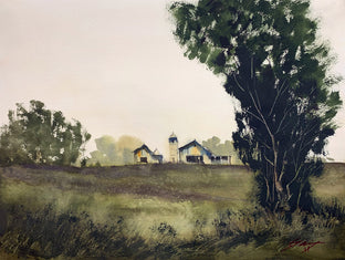 Original art for sale at UGallery.com | Farm Life by Posey Gaines | $800 | watercolor painting | 18' h x 24' w | photo 1