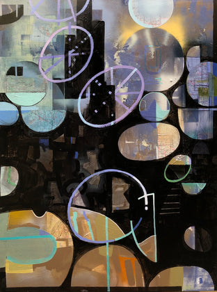 Original art for sale at UGallery.com | Cosmic Cairn by Janine Etherington | $2,400 | mixed media artwork | 48' h x 36' w | photo 1