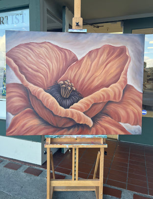 Original art for sale at UGallery.com | Fiery Heart Poppy by Pamela Hoke | $2,775 | oil painting | 30' h x 40' w | photo 2