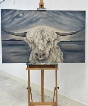 Original art for sale at UGallery.com | Island Moon Cow by Pamela Hoke | $3,500 | oil painting | 30' h x 48' w | photo 3