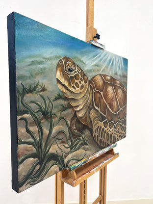 Just Chill, Sea Turtle by Pamela Hoke |  Side View of Artwork 