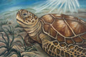 Original art for sale at UGallery.com | Just Chill, Sea Turtle by Pamela Hoke | $1,925 | oil painting | 24' h x 36' w | thumbnail 1