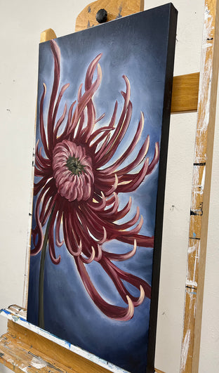 Original art for sale at UGallery.com | Magenta Chrysanthemum by Pamela Hoke | $925 | oil painting | 30' h x 15' w | photo 2