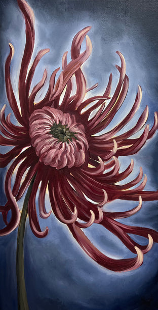 Original art for sale at UGallery.com | Magenta Chrysanthemum by Pamela Hoke | $925 | oil painting | 30' h x 15' w | photo 1