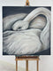 Original art for sale at UGallery.com | Peaceful Swan by Pamela Hoke | $2,900 | oil painting | 36' h x 36' w | thumbnail 3