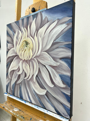 White Chrysanthemum by Pamela Hoke |  Side View of Artwork 