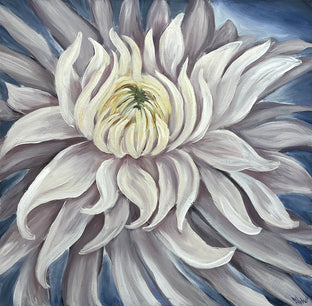 Original art for sale at UGallery.com | White Chrysanthemum by Pamela Hoke | $1,350 | oil painting | 24' h x 24' w | photo 1