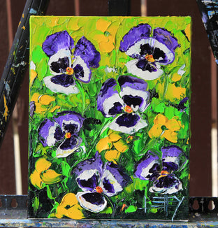 Original art for sale at UGallery.com | Precious Pansies by Lisa Elley | $325 | oil painting | 10' h x 8' w | photo 3