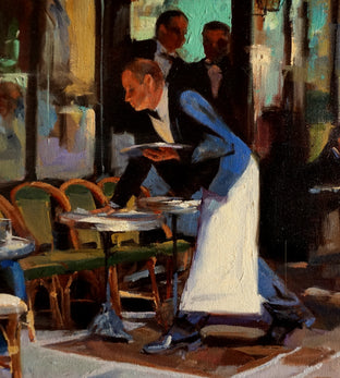 Original art for sale at UGallery.com | Parisian Waiter by Jonelle Summerfield | $650 | oil painting | 14' h x 18' w | photo 3