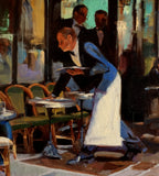 Original art for sale at UGallery.com | Parisian Waiter by Jonelle Summerfield | $650 | oil painting | 14' h x 18' w | thumbnail 3