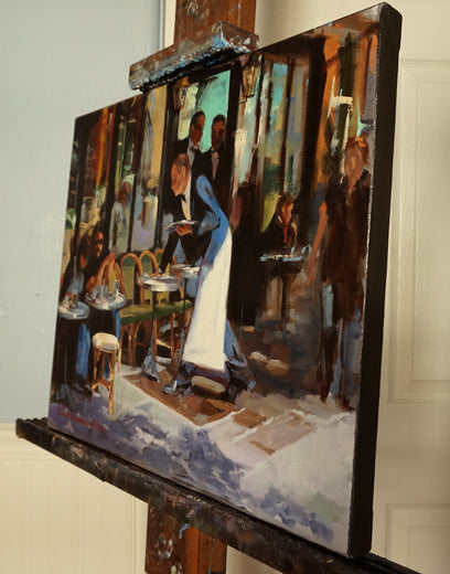 Parisian Waiter by Jonelle Summerfield |  Side View of Artwork 