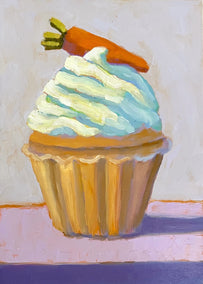 oil painting by Pat Doherty titled Carrot Cupcake