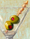 Original art for sale at UGallery.com | Martini with Olives by Pat Doherty | $225 | oil painting | 6' h x 6' w | thumbnail 4