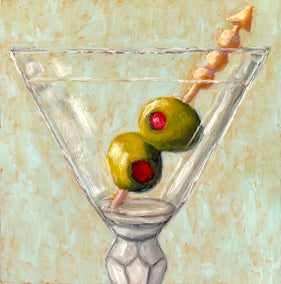oil painting by Pat Doherty titled Martini with Olives