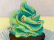 Original art for sale at UGallery.com | Mint Chocolate Cupcake by Pat Doherty | $225 | oil painting | 6' h x 6' w | thumbnail 4