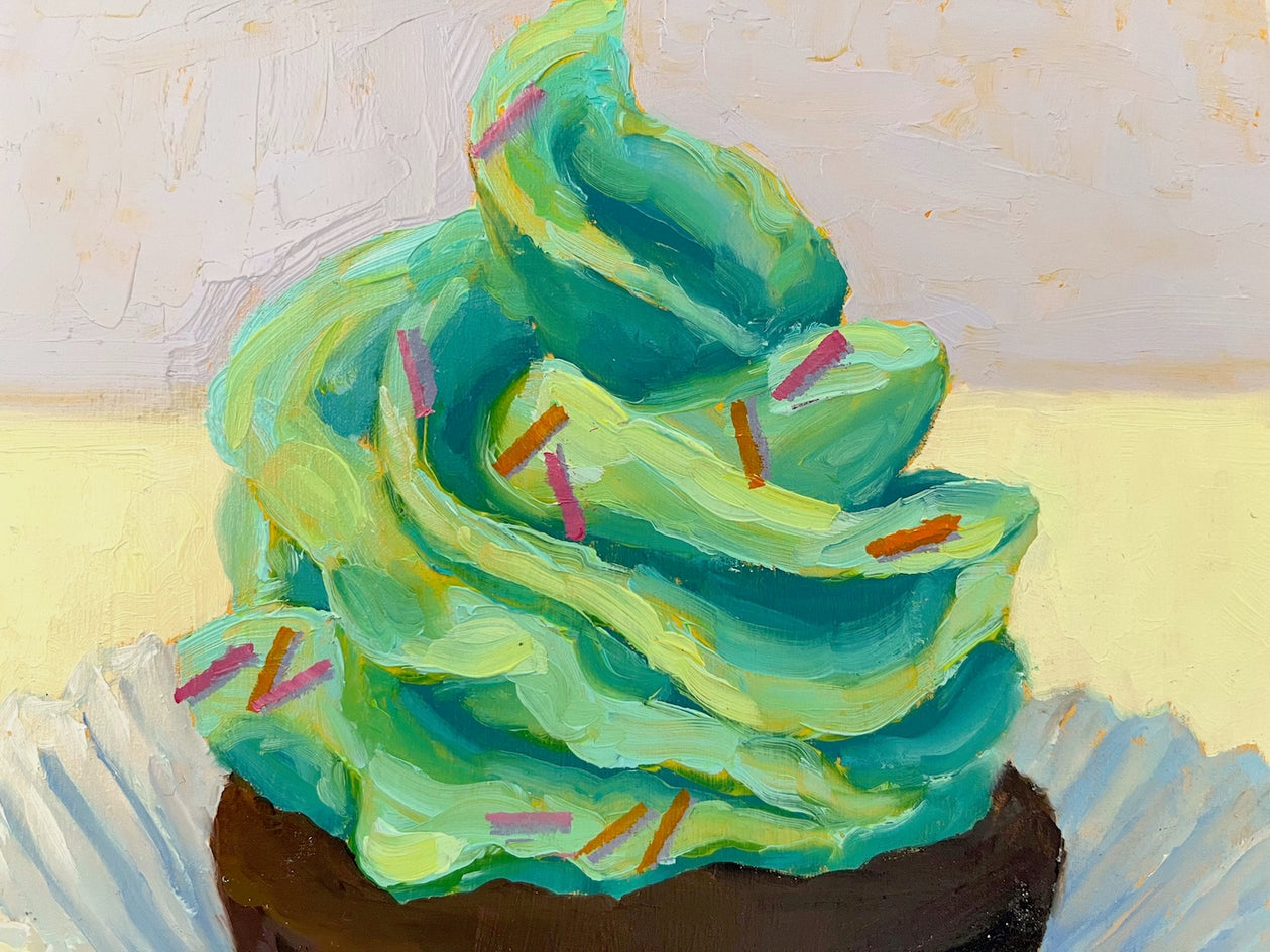 Mint Chocolate Cupcake by Pat Doherty |  Closeup View of Artwork 