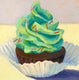 Original art for sale at UGallery.com | Mint Chocolate Cupcake by Pat Doherty | $225 | oil painting | 6' h x 6' w | thumbnail 1