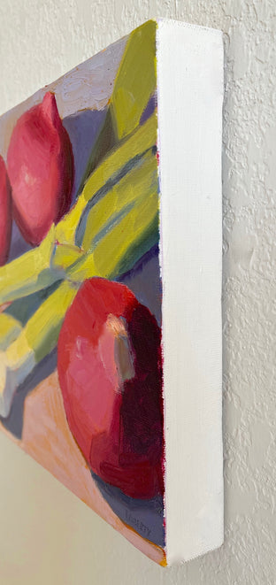 Original art for sale at UGallery.com | Red Onions and Leeks by Pat Doherty | $500 | oil painting | 9' h x 12' w | photo 2