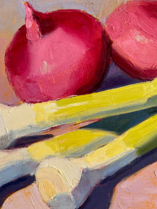 Original art for sale at UGallery.com | Red Onions and Leeks by Pat Doherty | $500 | oil painting | 9' h x 12' w | photo 4