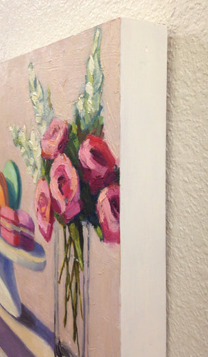 Roses & Macarons by Pat Doherty |  Side View of Artwork 