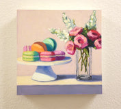 Original art for sale at UGallery.com | Roses & Macarons by Pat Doherty | $575 | oil painting | 12' h x 12' w | thumbnail 3
