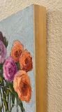 Original art for sale at UGallery.com | Roses on Blue Stripes by Pat Doherty | $1,200 | oil painting | 18' h x 18' w | thumbnail 2