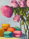 Original art for sale at UGallery.com | Roses on Blue Stripes by Pat Doherty | $1,200 | oil painting | 18' h x 18' w | thumbnail 4
