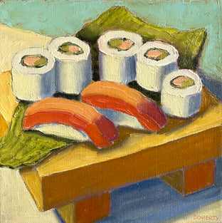 Original art for sale at UGallery.com | Sushi Board by Pat Doherty | $400 | oil painting | 8' h x 8' w | photo 1