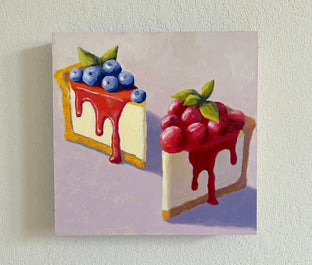 Original art for sale at UGallery.com | Two Slices of Cheesecake by Pat Doherty | $575 | oil painting | 12' h x 12' w | photo 3