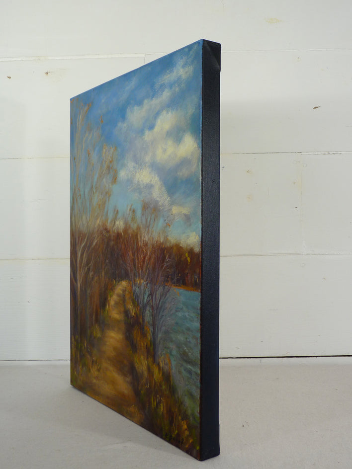 Path Beside the Lake by Elizabeth Garat |  Side View of Artwork 