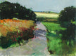 Original art for sale at UGallery.com | Path toward Yellow Field by Janet Dyer | $975 | acrylic painting | 18' h x 24' w | thumbnail 1