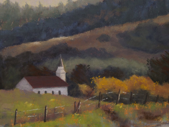 Little Chapel in the Valley by Patricia Prendergast |   Closeup View of Artwork 