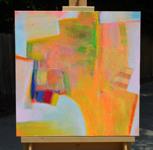 Original art for sale at UGallery.com | Blue Red Yellow Landscape Abstraction by Patrick O'Boyle | $750 | mixed media artwork | 24' h x 24' w | photo 3