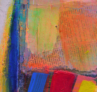 Original art for sale at UGallery.com | Blue Red Yellow Landscape Abstraction by Patrick O'Boyle | $750 | mixed media artwork | 24' h x 24' w | photo 4