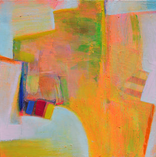 Original art for sale at UGallery.com | Blue Red Yellow Landscape Abstraction by Patrick O'Boyle | $750 | mixed media artwork | 24' h x 24' w | photo 1