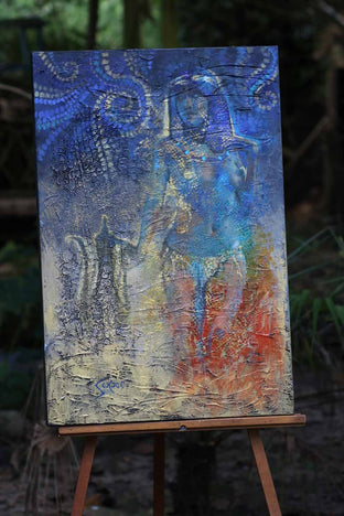 Original art for sale at UGallery.com | Blue Nile by Patrick Soper | $2,350 | mixed media artwork | 36' h x 24' w | photo 3