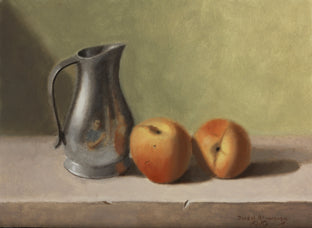 Original art for sale at UGallery.com | Pewter Pitcher and Peaches by Jose H. Alvarenga | $550 | oil painting | 9' h x 12' w | photo 1