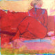 Original art for sale at UGallery.com | Pensive in Red by Robin Okun | $1,100 | acrylic painting | 24' h x 24' w | thumbnail 1