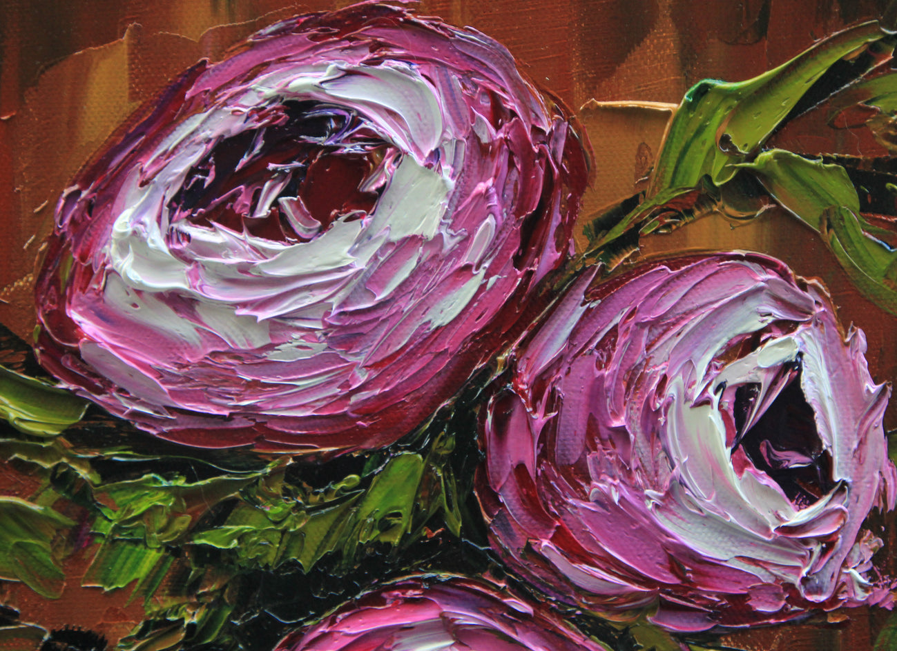 Peonies by Lisa Elley |  Closeup View of Artwork 