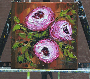 Original art for sale at UGallery.com | Peonies by Lisa Elley | $300 | oil painting | 10' h x 10' w | photo 3