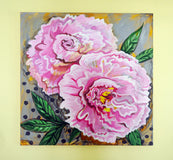 Original art for sale at UGallery.com | Peonies by Kira Yustak | $1,800 | acrylic painting | 36' h x 36' w | thumbnail 3