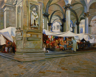 Original art for sale at UGallery.com | Piazza Del Mercato Nuovo, Florence by Onelio Marrero | $1,800 | oil painting | 24' h x 30' w | photo 1