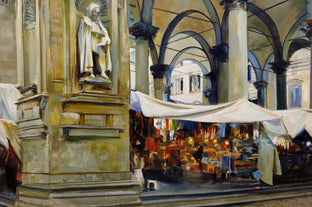 Piazza Del Mercato Nuovo, Florence by Onelio Marrero |   Closeup View of Artwork 