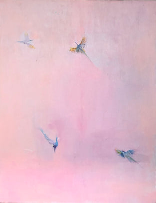 Original art for sale at UGallery.com | Peacock Pink Sky by Ziui Vance | $400 | acrylic painting | 18' h x 14' w | photo 1