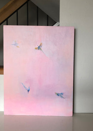 Original art for sale at UGallery.com | Peacock Pink Sky by Ziui Vance | $400 | acrylic painting | 18' h x 14' w | photo 4