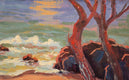 Original art for sale at UGallery.com | Pocket Beach by Karen E Lewis | $275 | oil painting | 9' h x 12' w | thumbnail 4