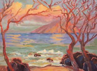 Original art for sale at UGallery.com | Pocket Beach by Karen E Lewis | $275 | oil painting | 9' h x 12' w | photo 1