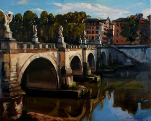 Original art for sale at UGallery.com | Ponte Sant'Angelo Bridge of Rome by Jonelle Summerfield | $950 | oil painting | 24' h x 30' w | photo 1