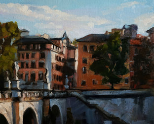 Original art for sale at UGallery.com | Ponte Sant'Angelo Bridge of Rome by Jonelle Summerfield | $950 | oil painting | 24' h x 30' w | photo 3